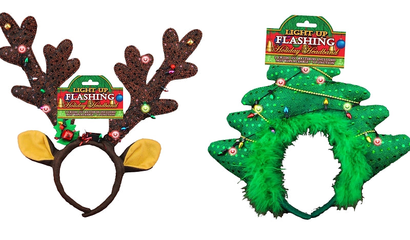 Hometown Holidays 702374 Flashing Antler Headband, Polyester, Multi-Color