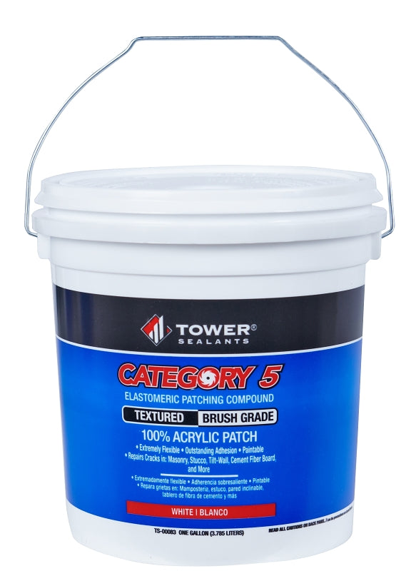 Tower Sealants CATEGORY 5 TS-00083 Brush-Grade Textured Patch, White, 1 gal