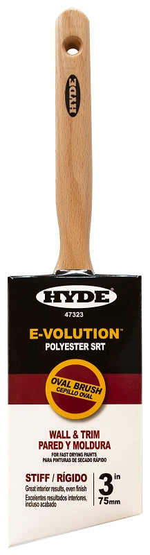 Hyde 47323 Paint Brush, Oval Brush, 3 in L Bristle, Polyester Bristle