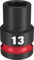Milwaukee SHOCKWAVE Impact Duty Series 49-66-6245 Shallow Impact Socket, 13 mm Socket, 1/2 in Drive, Square Drive