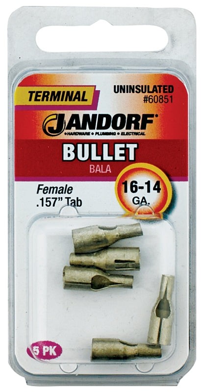 Jandorf 60851 Bullet Terminal, 600 V, 16 to 14 AWG Wire, Copper Contact