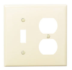 Leviton 80705-I Combination Wallplate, 4-1/2 in L, 2-3/4 in W, Standard, 2 -Gang, Nylon, Ivory, Device Mounting