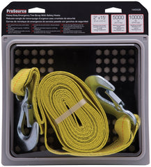 ProSource FH64061 Emergency Tow Strap, 10,000 lb, 2 in W, 15 ft L, Hook End, Polyester Webbing, Steel Hook, Yellow