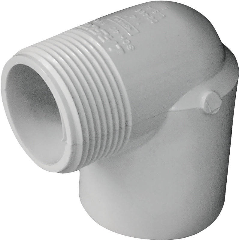Lasco 410012BC Street Pipe Elbow, 1-1/4 in, Slip x MIP, 90 deg Angle, PVC, SCH 40 Schedule