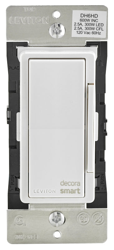 Decora Smart DH6HD-R02-2RW Dimmer, 1 -Pole, 3 -Way, 120 V, 60 Hz, HomeKit, Hardwired, Light Almond/White