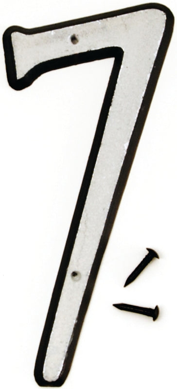 Hy-Ko 30600 Series 30607 House Number, Character: 7, 4 in H Character, Black/White Character, Plastic