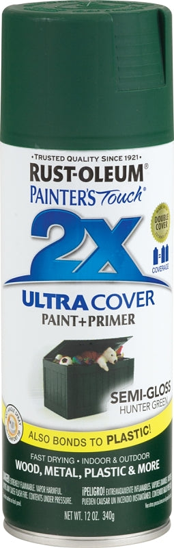 2X Ultra Cover 249853 Spray Paint, Semi-Gloss, Hunter Green, 12 oz, Can