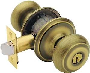 Schlage Georgian Series F51A VGEO609K4 Entry Knob Set, Knob Handle, Antique Brass, Metal, C Keyway, Residential, Yes