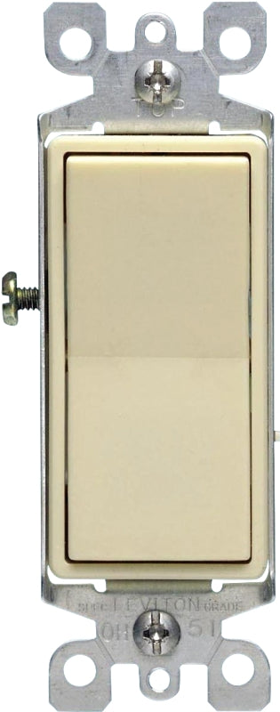 Decora S01-05613-2IS Rocker Switch with Ground Screw, 15 A, 120/277 V, 3-Way, Lead Wire Terminal, Ivory