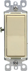 Decora S01-05613-2IS Rocker Switch with Ground Screw, 15 A, 120/277 V, 3-Way, Lead Wire Terminal, Ivory