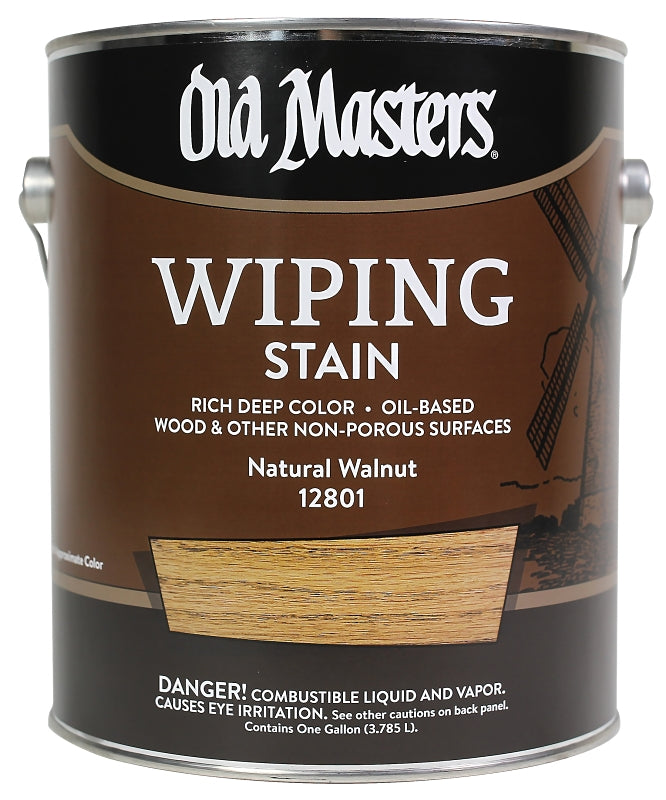 Old Masters 12801 Wiping Stain, Natural Walnut, Liquid, 1 gal, Can