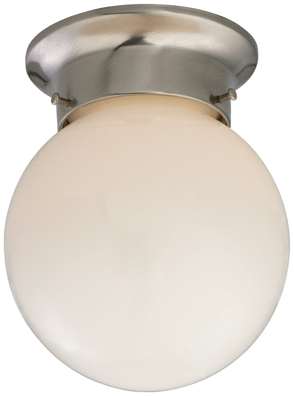 Boston Harbor Single Light Ceiling Fixture, 120 V, 60 W, 1-Lamp, A19 or CFL Lamp, Brushed Nickel Fixture