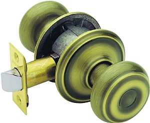Schlage Georgian Series F10 GEO 609 Passage Knob, Knob Handle, Metal, Antique Brass, 2-3/8, 2-3/4 in Backset
