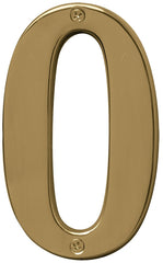 Hy-Ko Prestige Series BR-51PB/0 House Number, Character: 0, 5 in H Character, Brass Character, Solid Brass