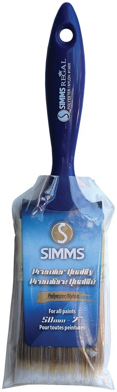 Simms 1400-50 Paint Brush, 2 in W, Flat Brush, 2-1/2 in L Bristle, Nylon/Polyester Bristle