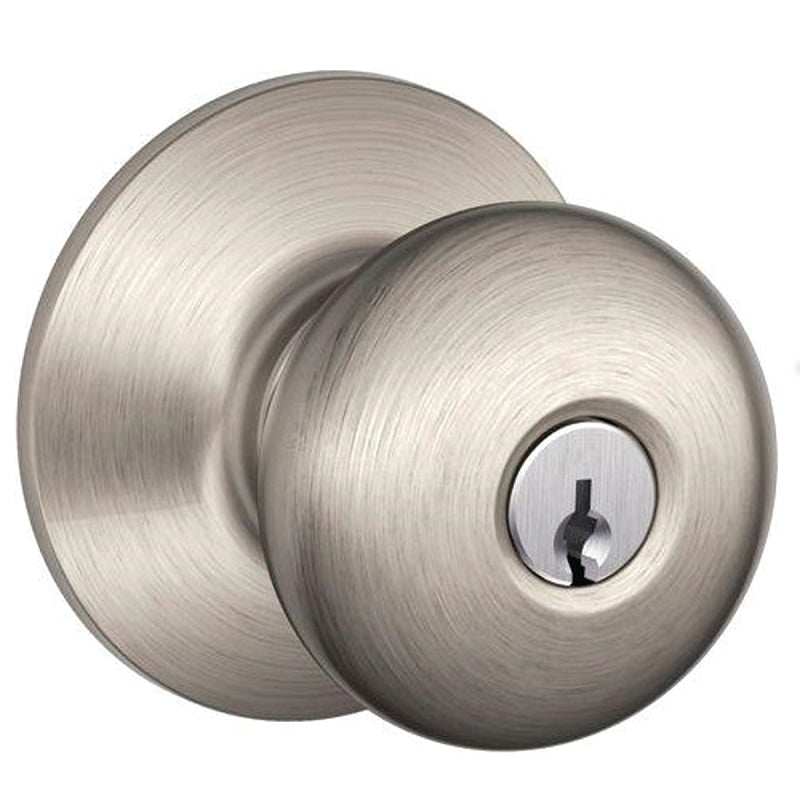Schlage Plymouth Series F51A PLY 619 Entry Knob Set, Knob Handle, Satin Nickel, Metal, C Keyway, Residential, Yes