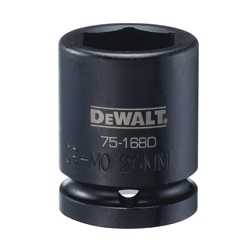 DeWALT DWMT75168OSP Impact Socket, 26 mm Socket, 3/4 in Drive, 6-Point, CR-440 Steel, Black Oxide