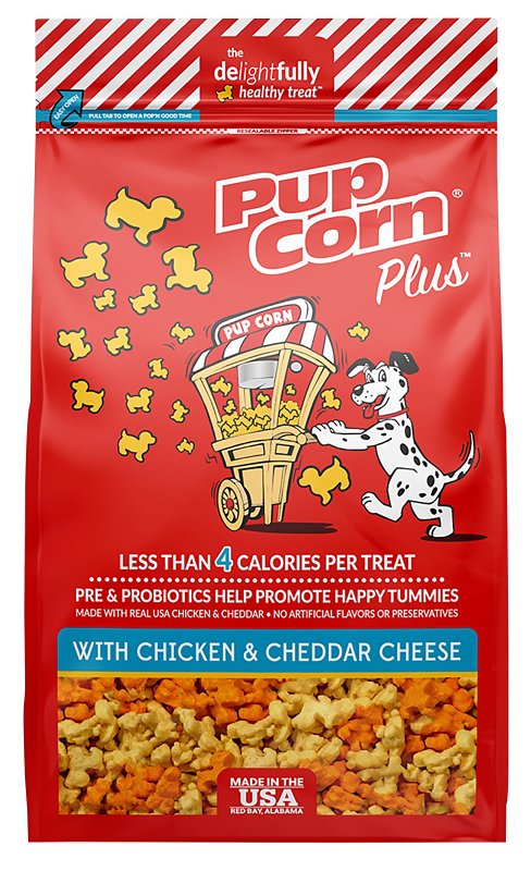 Pupcorn Plus 738039208981 Dog Treat, Cheddar Cheese, Chicken Flavor, 27 oz Case