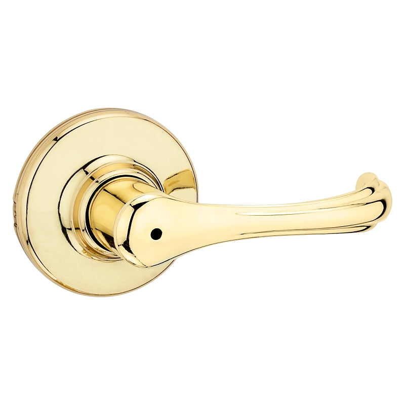 Kwikset 300DNL 3 CP RCL Privacy Door Lever, Turnbutton Lock, Polished Brass, Zinc, Residential, Reversible Hand, 3 Grade