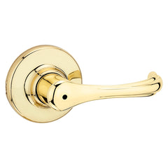 Kwikset 300DNL 3 CP RCL Privacy Door Lever, Turnbutton Lock, Polished Brass, Zinc, Residential, Reversible Hand, 3 Grade