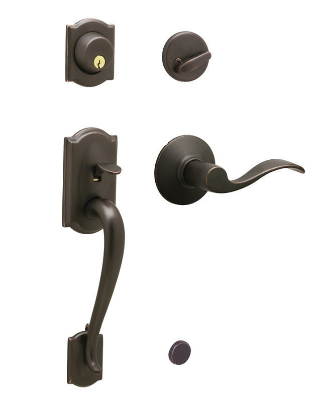 Schlage Camelot Series F60VCAM/ACC716 Combination Lockset, Mechanical Lock, Handleset with Lever Handle, Wave Design