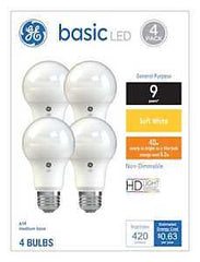 GE Industrial Solutions 36990 LED Bulb, General Purpose, A19 Lamp, 40 W Equivalent, E26 Lamp Base, Soft White Light