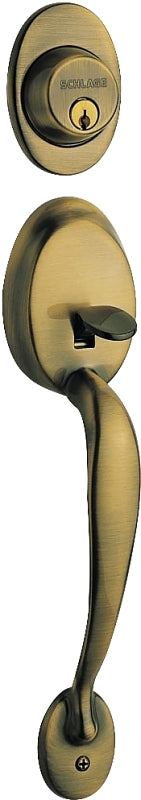 Schlage Plymouth Series F58PLY609 Combination Lockset, Mechanical Lock, Handleset Grip Only Handle, Antique Brass, No