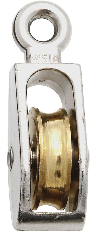 National Hardware N223-404 Pulley, 1/4 in Rope, 40 lb Working Load, 1 in Sheave, Nickel