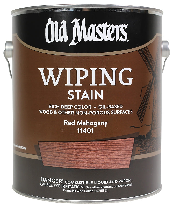 Old Masters 11401 Wiping Stain, Red Mahogany, Liquid, 1 gal, Can