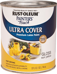 Painter's Touch Ultra Cover 1945502 Enamel Paint, Water Base, Gloss Sheen, Sun Yellow, 1 qt, Can