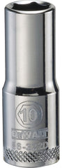DeWALT DWMT86322OSP Drive Socket, 10 mm Socket, 3/8 in Drive, 6-Point, Vanadium Steel, Polished Chrome