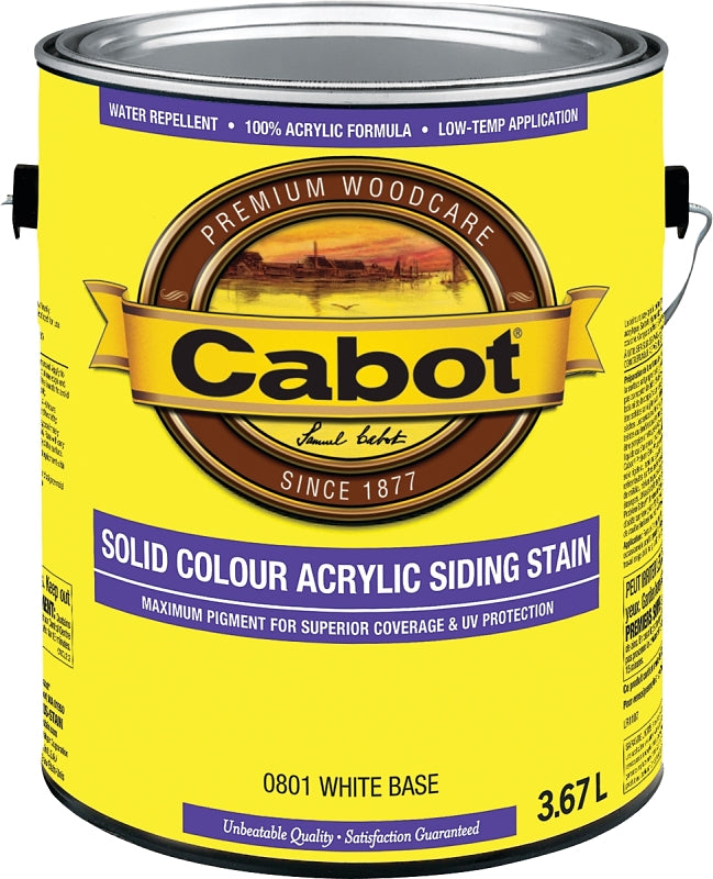 Cabot 142.0000801.007 Exterior Self-Priming Solid Color Latex Siding Stain, 3.7 l, Liquid, Slight, White