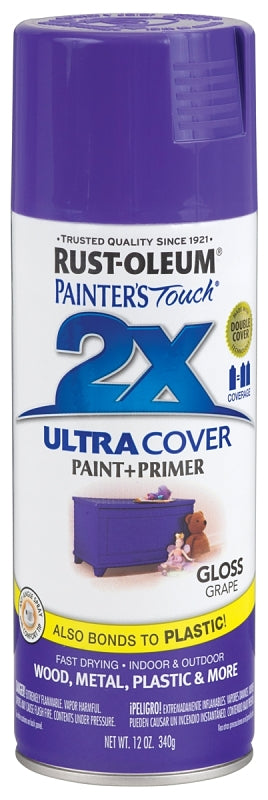 2X Ultra Cover 249113 Spray Paint, Gloss, Grape, 12 oz, Can