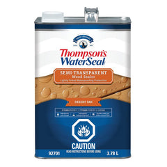 Thompson's WaterSeal THCP92701-16 Wood Sealer, Semi-Transparent, Liquid, Desert Tan, 1 gal, Can