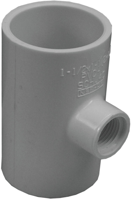 Lasco 402209BC Reducing Pipe Tee, 1-1/2 x 1/2 in, Slip x FIP, PVC, SCH 40 Schedule