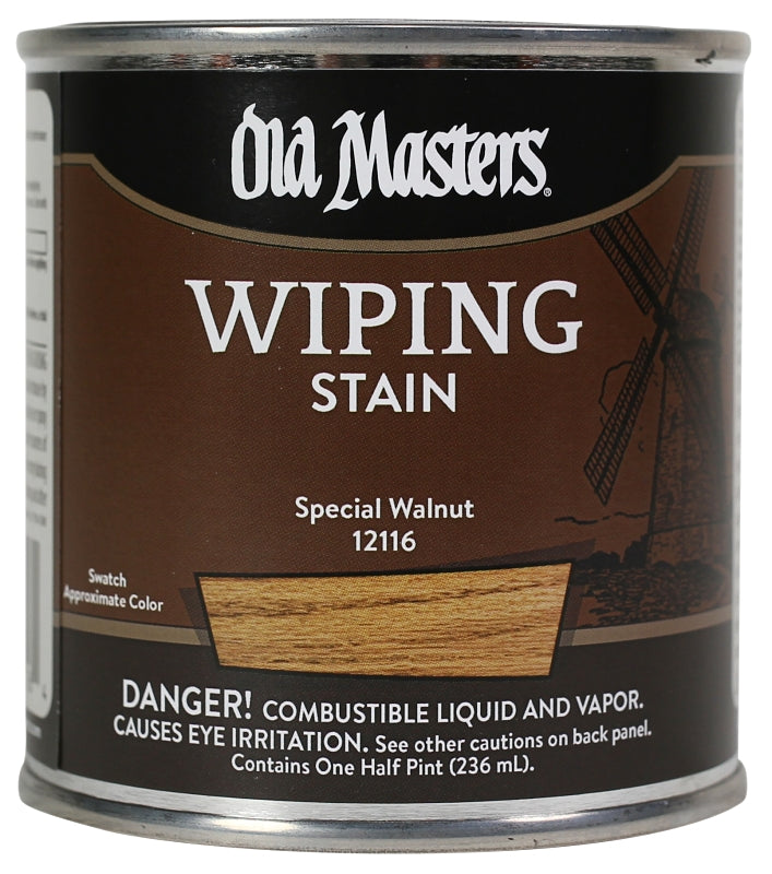 Old Masters 12116 Wiping Stain, Special Walnut, Liquid, 0.5 pt, Can