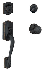 Schlage F60VCAMXGEO716 Combination Lockset, Mechanical Lock, Handleset with Knob Handle, Round Design, Aged Bronze, Yes