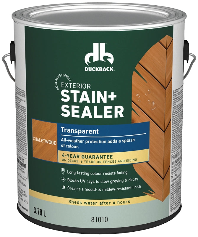 Duckback BCWB81010-16 Exterior Stain and Sealer, Chaletwood, Liquid, 1 gal