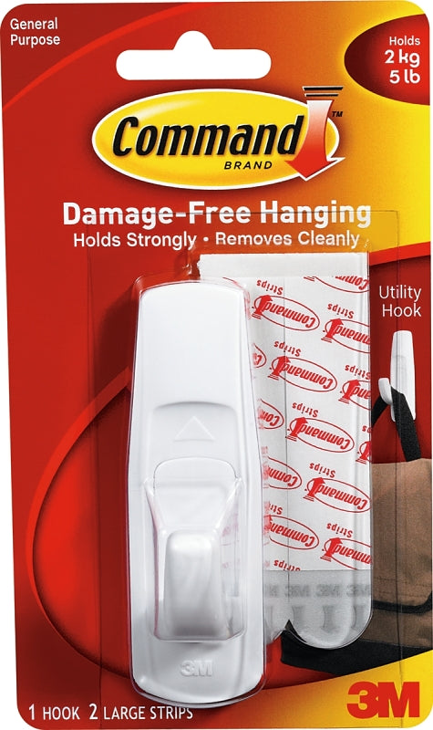 Command 17003CS Clip Strip, 0.46 in Thick, Plastic Backing, White, 5 lb