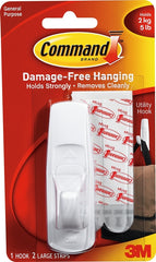 Command 17003CS Clip Strip, 0.46 in Thick, Plastic Backing, White, 5 lb