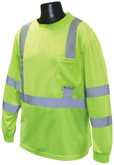Radwear ST21-3PGS-M Safety T-Shirt, M, Polyester, Green, Long Sleeve, Pullover