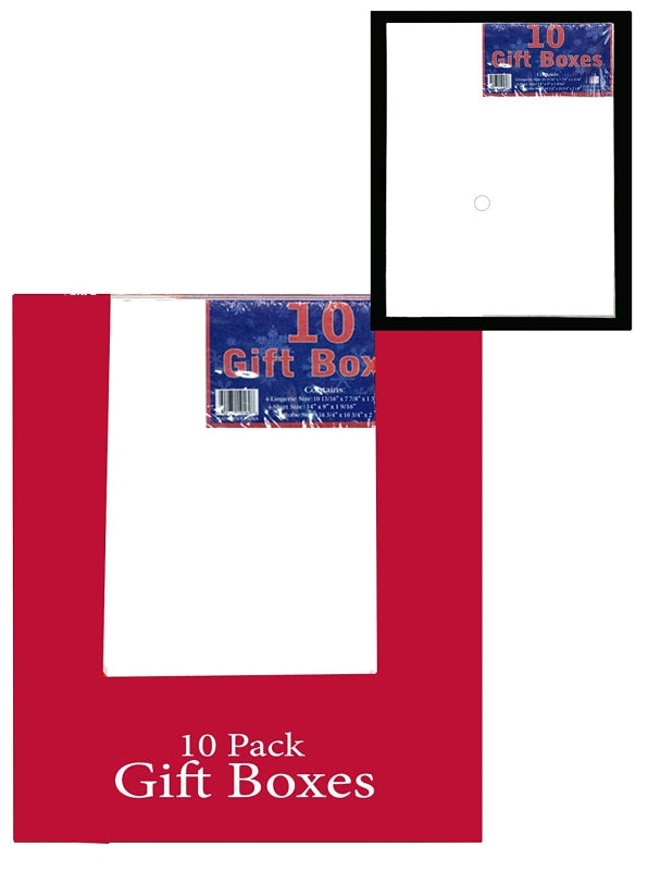 Hometown Holidays IG97032/69549 Folding Gift Box, 11-1/4 in W, 11-1/4 in H, Paper, White