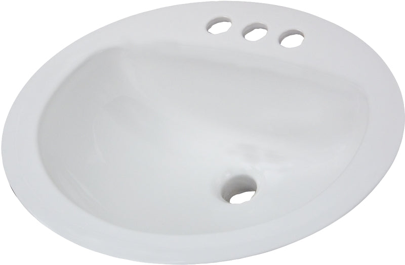 American Standard AQUALYN Series 0476.028.021 Countertop Sink, Oval Basin, 3-Deck Hole, 20-3/8 in OAW, 17-3/8 in OAH