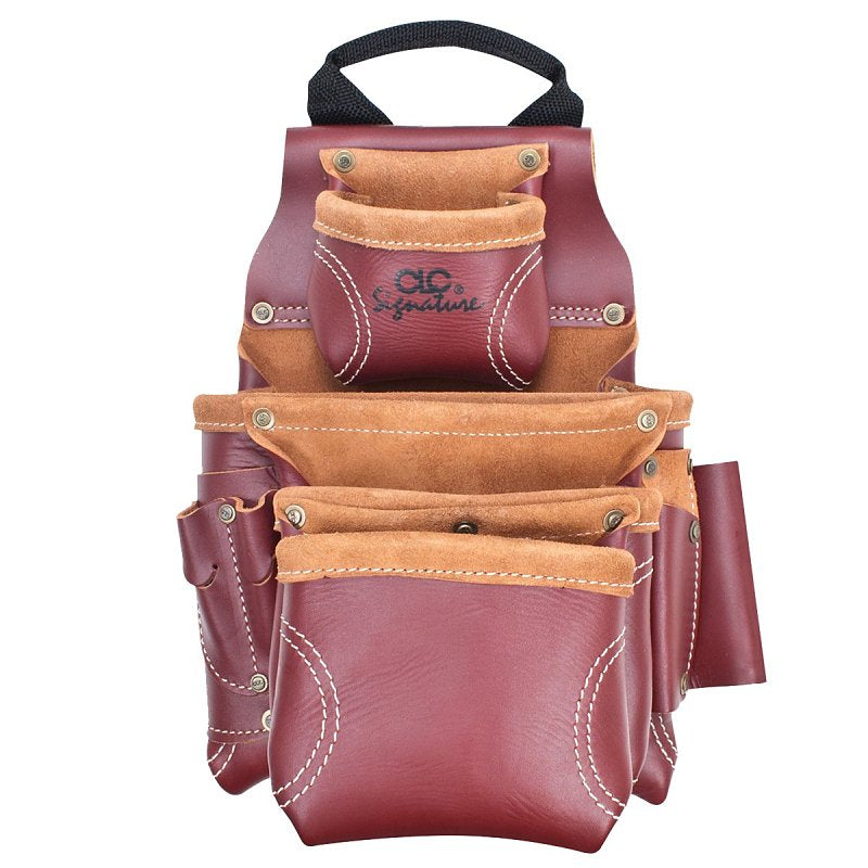 Custom Leathercraft Signature Elite 21687 Tool Bag, 9-Pocket, Leather, Brown