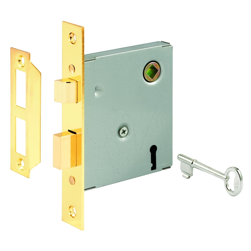 Defender Security E 2294 Lockset, Keyed, Skeleton Key, Steel, Polished Brass, 2-3/8 in Backset