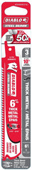 Diablo DS0608CF3C Reciprocating Saw Blade, 6 in L, 8 TPI, Carbide Cutting Edge