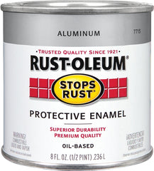 Rust-Oleum Stops Rust 7715730 Enamel Paint, Oil, Metallic, Aluminum, 0.5 pt, Can, 80 to 120 sq-ft/qt Coverage Area