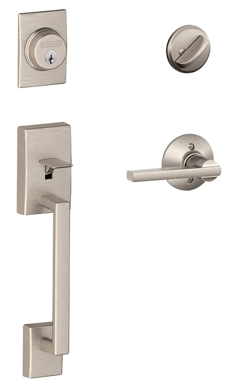 Schlage F60VCENXLAT619 Combination Lockset, Mechanical Lock, Handleset with Lever Handle, Straight Design, Satin Nickel