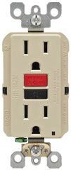 Leviton R71-GFNT1-0RI GFCI Duplex Receptacle, 2 -Pole, 15 A, 125 V, Back, Side Wiring, NEMA: 5-15R, Ivory