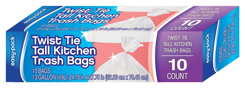 Easy Pack 1319 Trash Bag, 13 gal Capacity